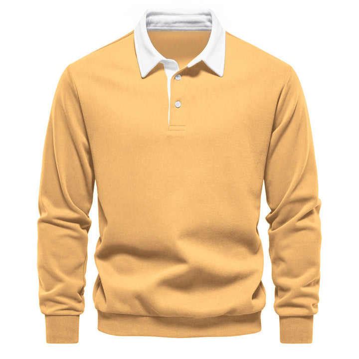 Julien | Polo Homme à Col Contrasté avec Manches Longues