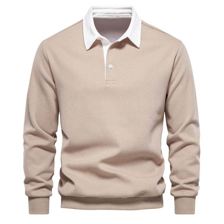 Julien | Polo Homme à Col Contrasté avec Manches Longues