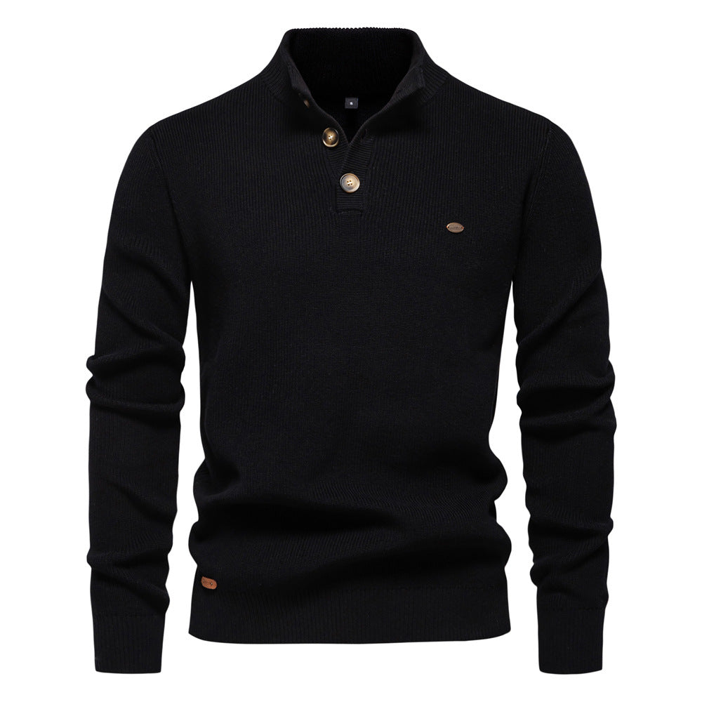 Étienne | Pull Homme à Col Montant Boutonné et Maille Texturée