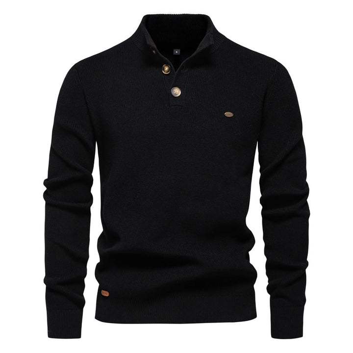 Étienne | Pull Homme à Col Montant Boutonné et Maille Texturée