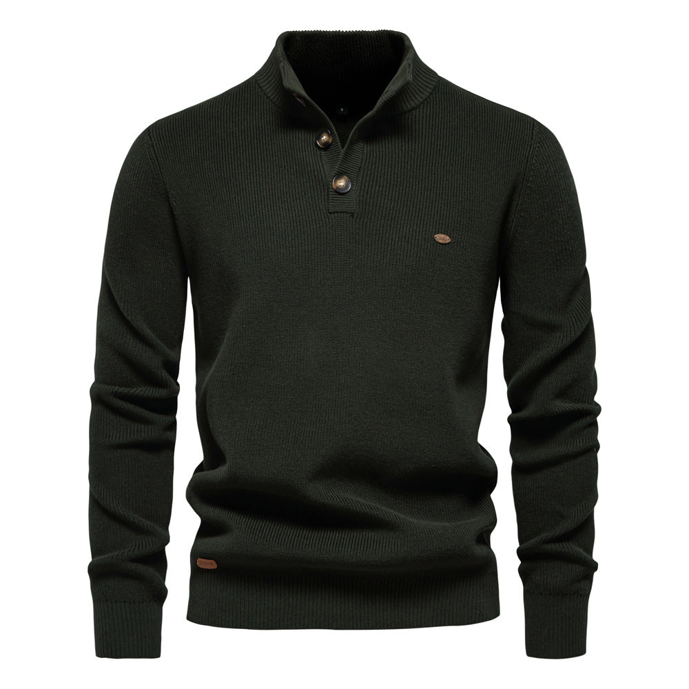 Étienne | Pull Homme à Col Montant Boutonné et Maille Texturée