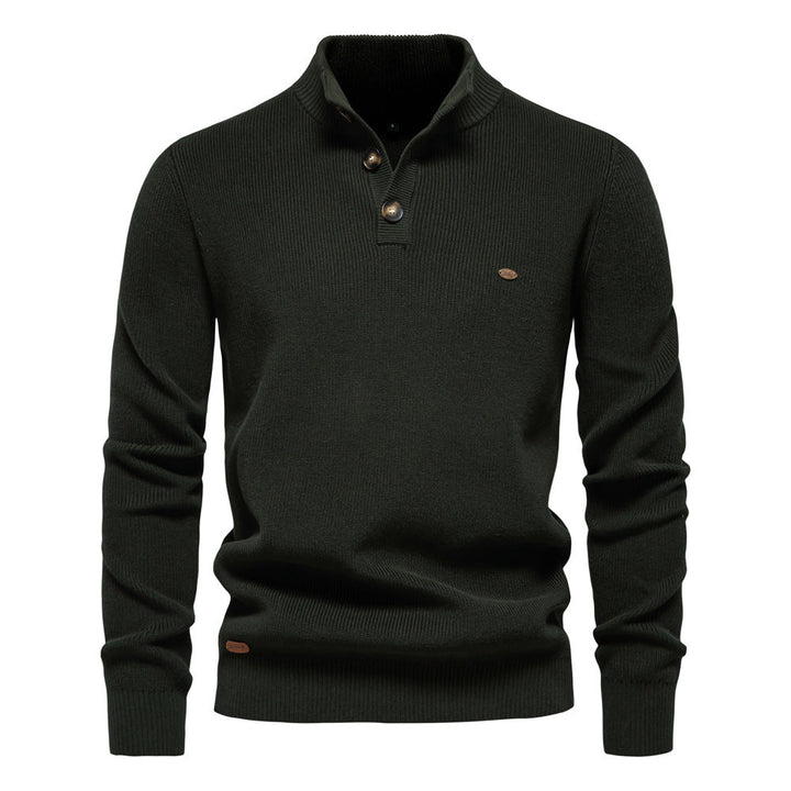 Étienne | Pull Homme à Col Montant Boutonné et Maille Texturée