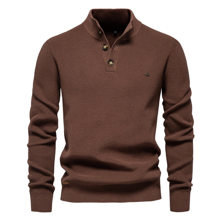 Étienne | Pull Homme à Col Montant Boutonné et Maille Texturée