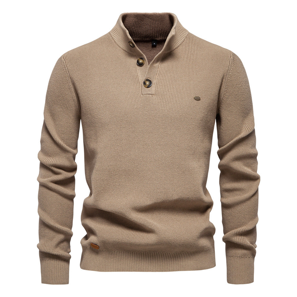 Étienne | Pull Homme à Col Montant Boutonné et Maille Texturée