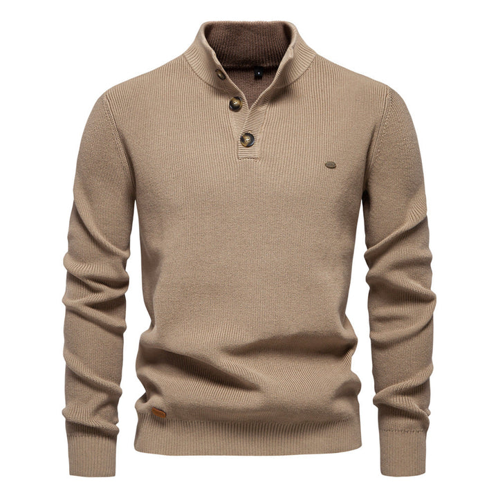 Étienne | Pull Homme à Col Montant Boutonné et Maille Texturée
