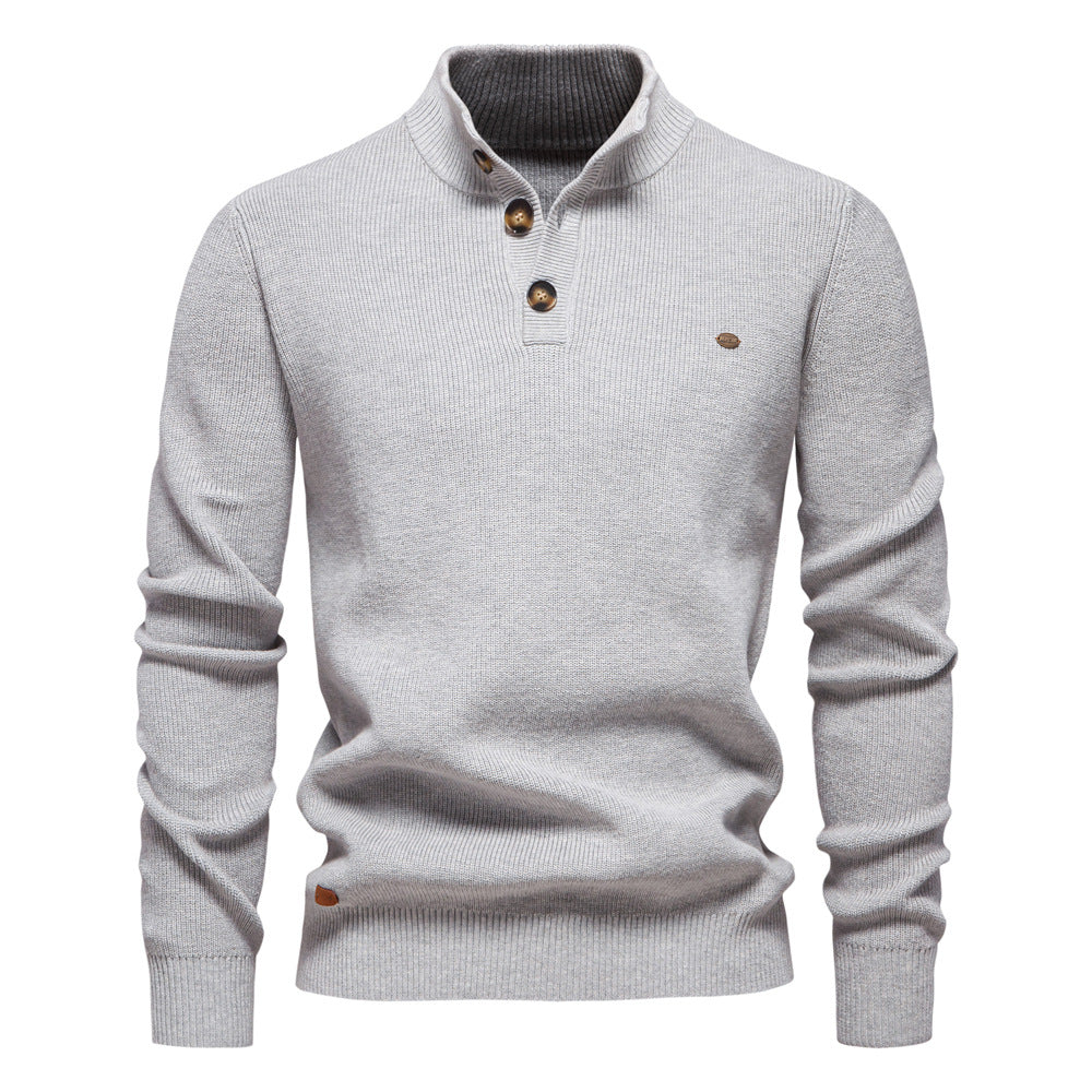 Étienne | Pull Homme à Col Montant Boutonné et Maille Texturée