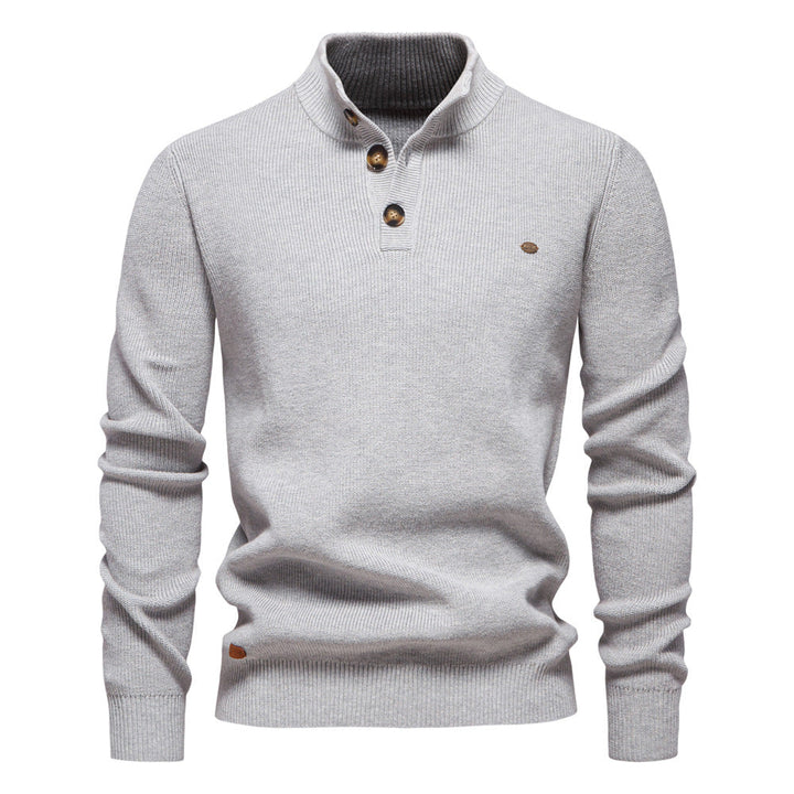 Étienne | Pull Homme à Col Montant Boutonné et Maille Texturée