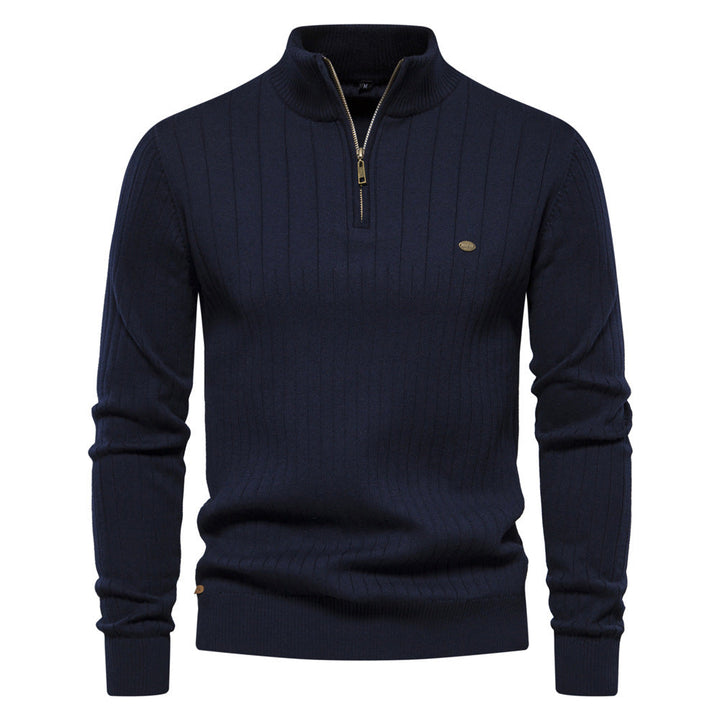 Victor | Pull Homme Côtelé à Col Montant et Demi-Zip