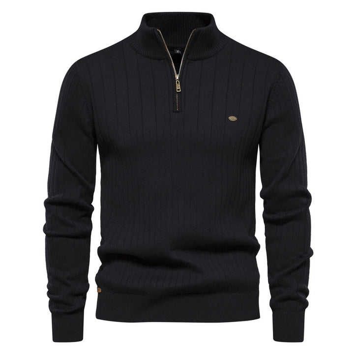 Victor | Pull Homme Côtelé à Col Montant et Demi-Zip