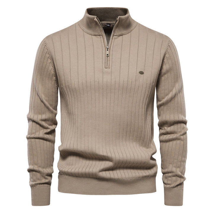 Victor | Pull Homme Côtelé à Col Montant et Demi-Zip