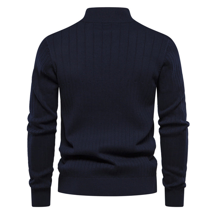 Victor | Pull Homme Côtelé à Col Montant et Demi-Zip