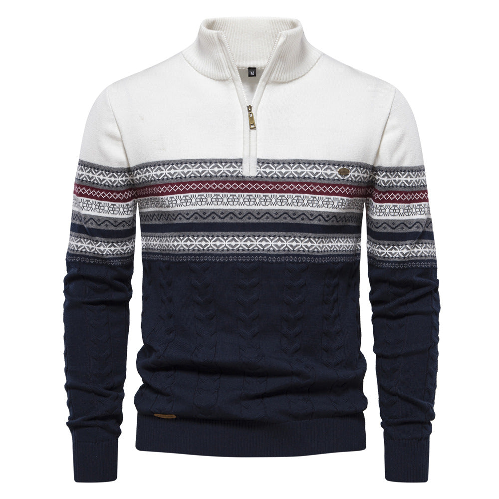 Hugo | Pull Homme Jacquard à Col Montant et Demi-Zip