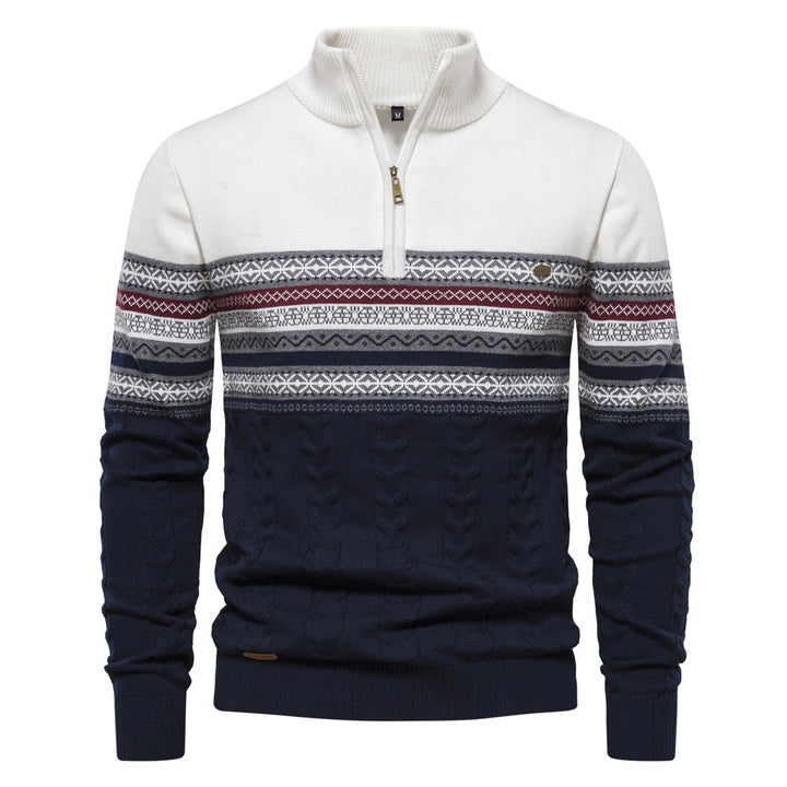 Hugo | Pull Homme Jacquard à Col Montant et Demi-Zip