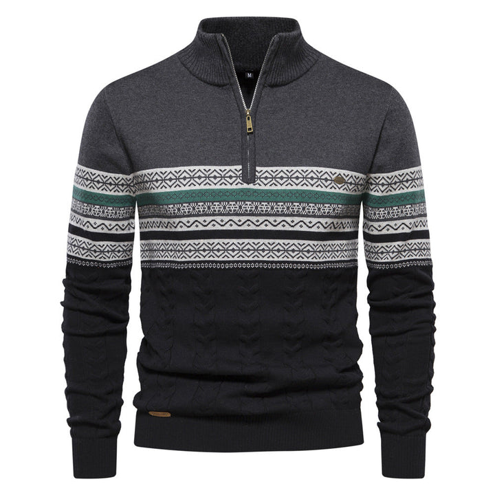 Hugo | Pull Homme Jacquard à Col Montant et Demi-Zip
