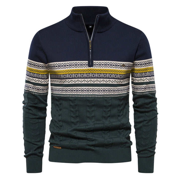 Hugo | Pull Homme Jacquard à Col Montant et Demi-Zip