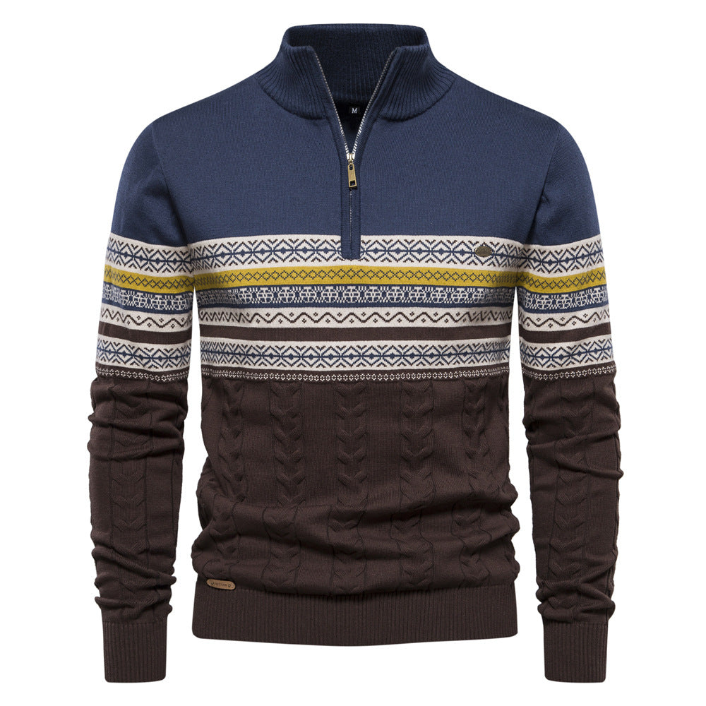 Hugo | Pull Homme Jacquard à Col Montant et Demi-Zip