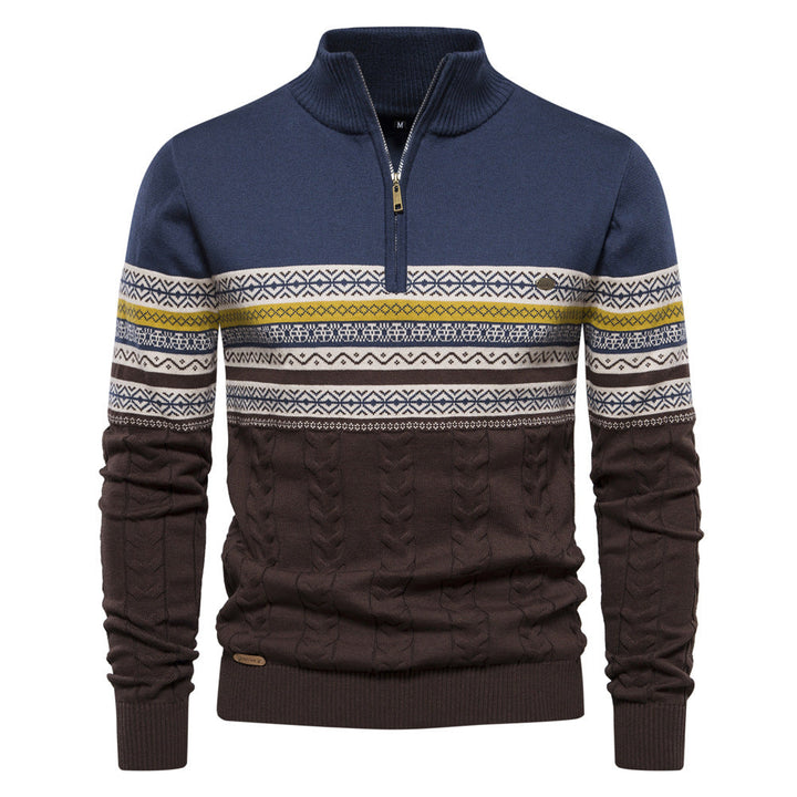 Hugo | Pull Homme Jacquard à Col Montant et Demi-Zip
