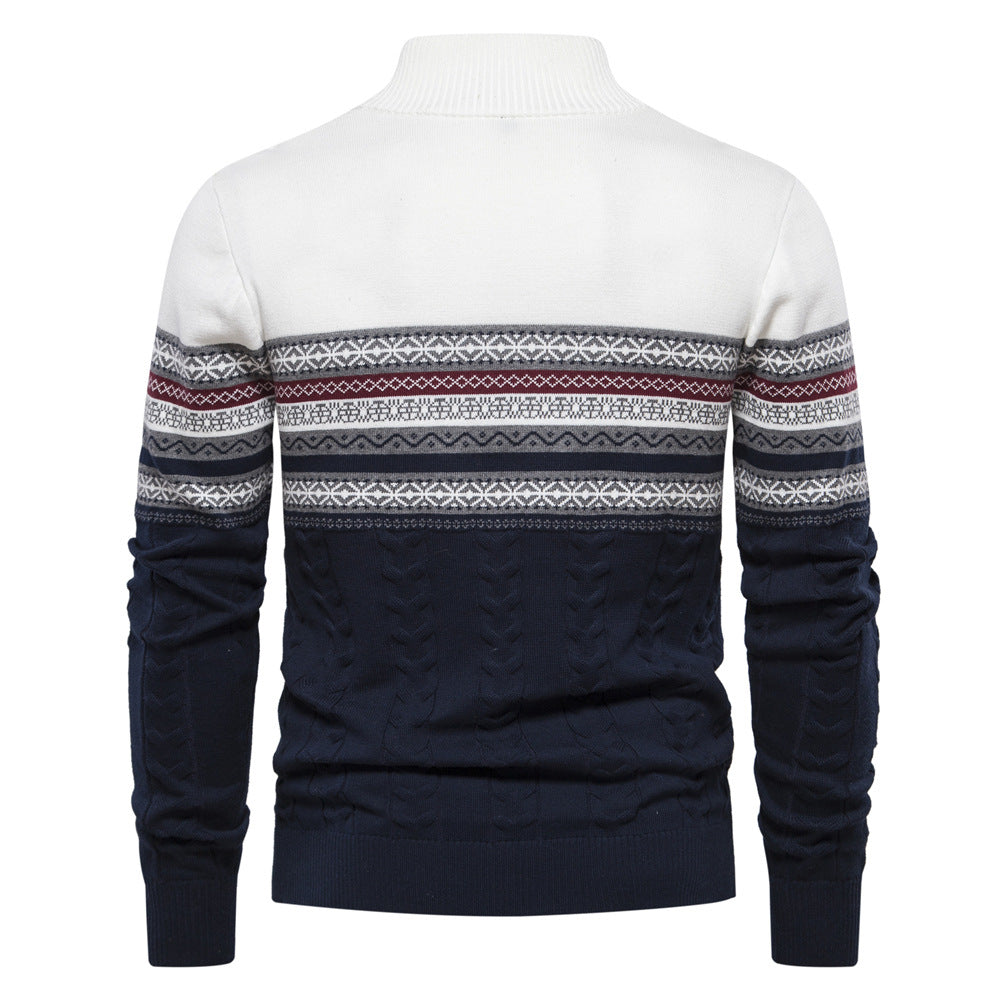 Hugo | Pull Homme Jacquard à Col Montant et Demi-Zip