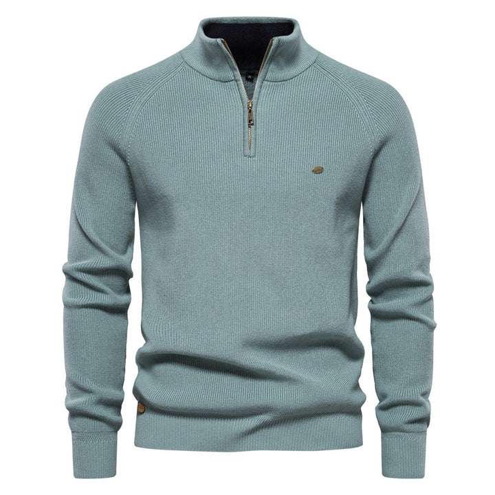 Laurent | Pull Homme Côtelé à Col Montant et Demi-Zip