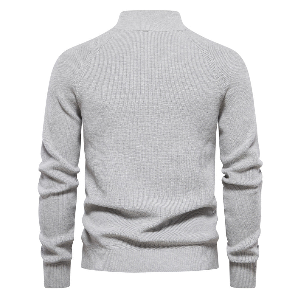 Laurent | Pull Homme Côtelé à Col Montant et Demi-Zip