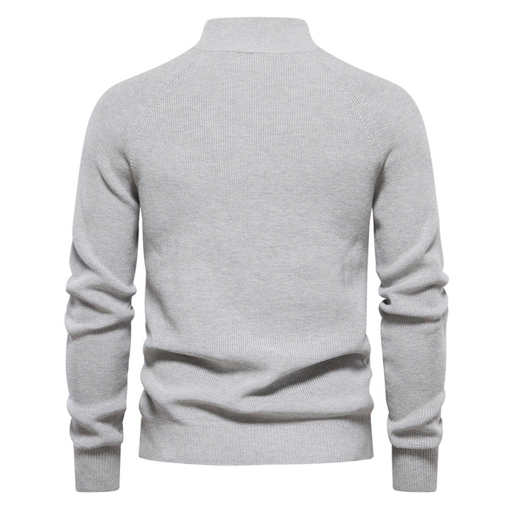 Laurent | Pull Homme Côtelé à Col Montant et Demi-Zip