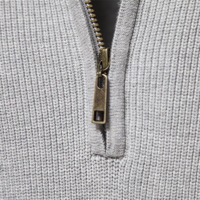 Laurent | Pull Homme Côtelé à Col Montant et Demi-Zip