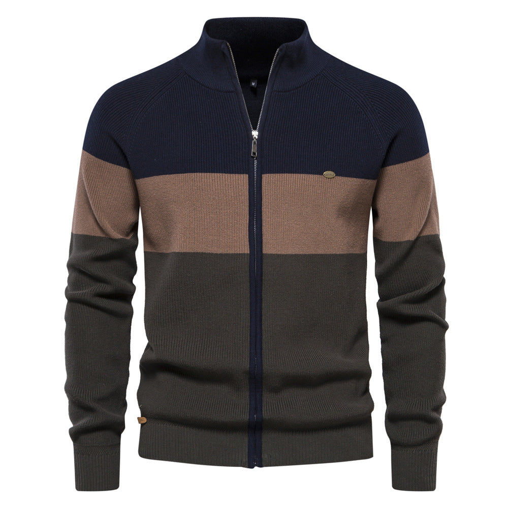 Marcel | Pull Homme Colorblock Zippé à Col Montant et Manches Longues