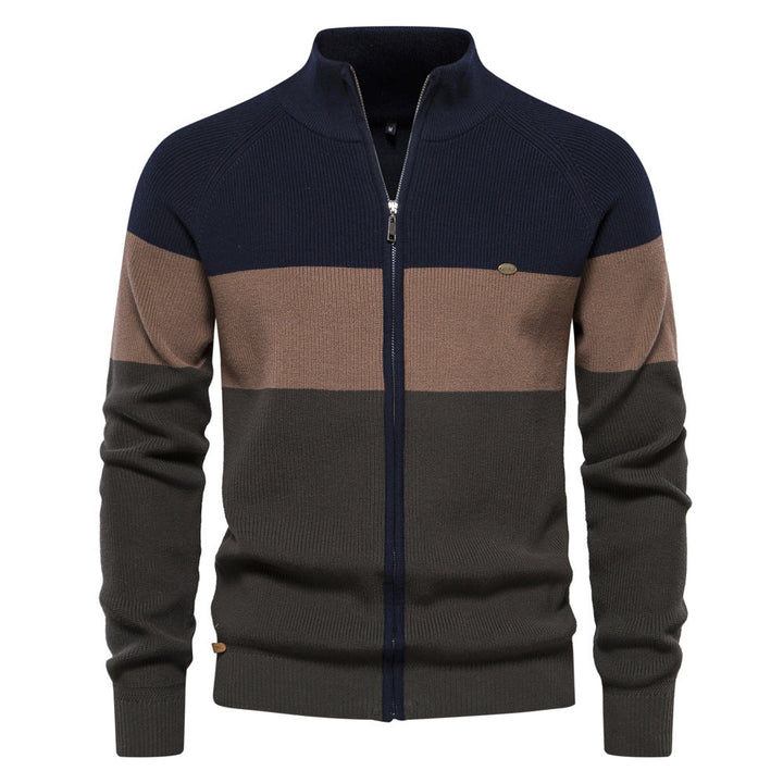 Marcel | Pull Homme Colorblock Zippé à Col Montant et Manches Longues