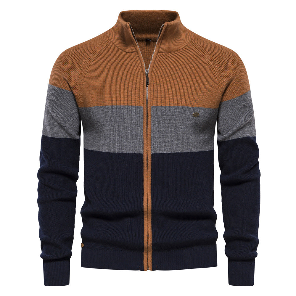 Marcel | Pull Homme Colorblock Zippé à Col Montant et Manches Longues