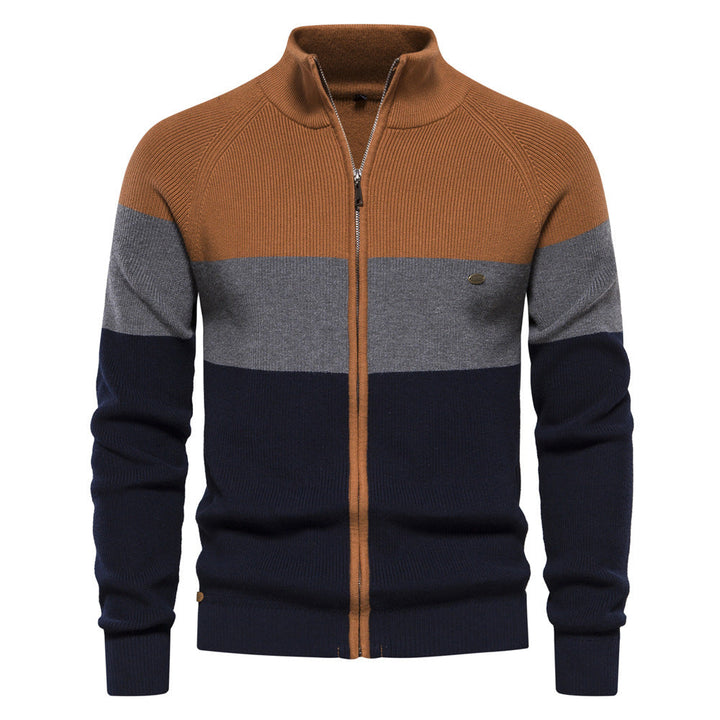 Marcel | Pull Homme Colorblock Zippé à Col Montant et Manches Longues
