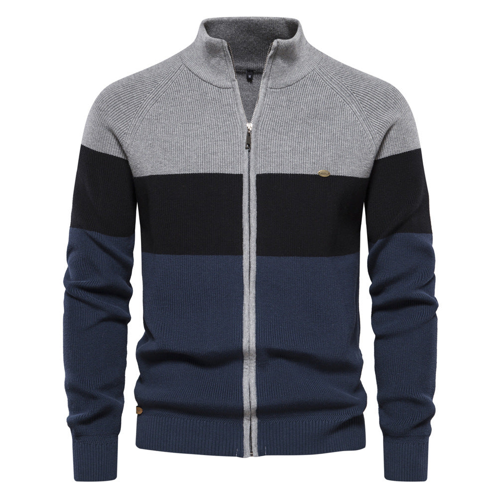 Marcel | Pull Homme Colorblock Zippé à Col Montant et Manches Longues