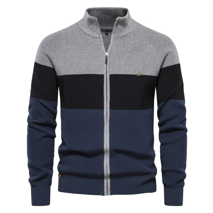 Marcel | Pull Homme Colorblock Zippé à Col Montant et Manches Longues