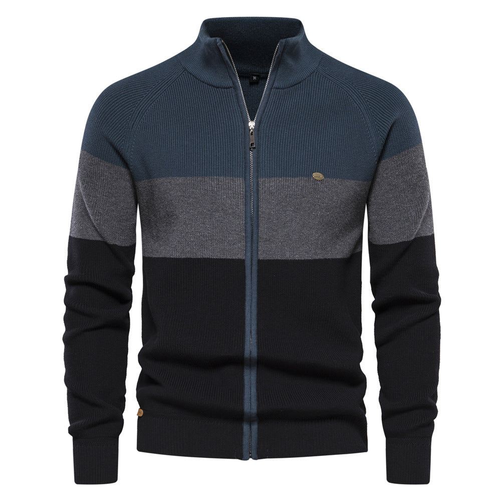 Marcel | Pull Homme Colorblock Zippé à Col Montant et Manches Longues