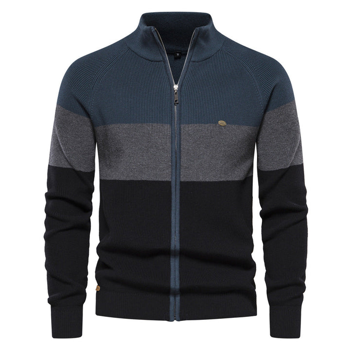Marcel | Pull Homme Colorblock Zippé à Col Montant et Manches Longues