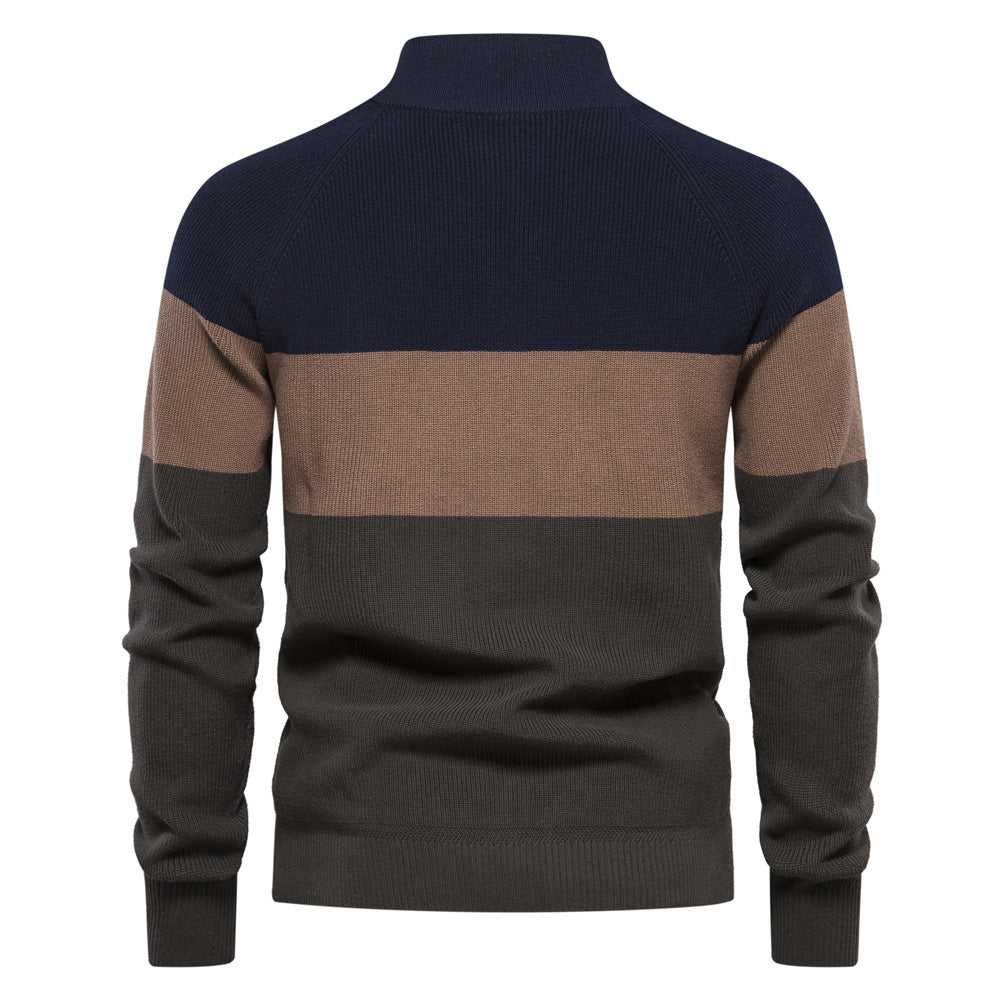 Marcel | Pull Homme Colorblock Zippé à Col Montant et Manches Longues