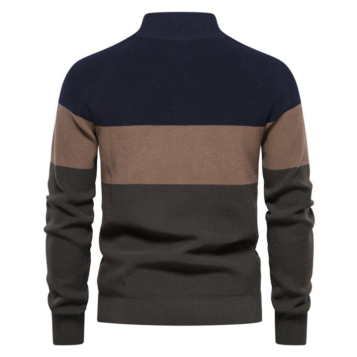 Marcel | Pull Homme Colorblock Zippé à Col Montant et Manches Longues