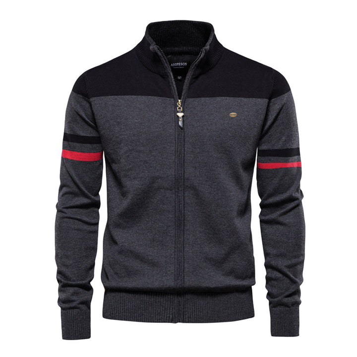 Paul | Pull Homme Zippé à Col Montant avec Manches Rayées