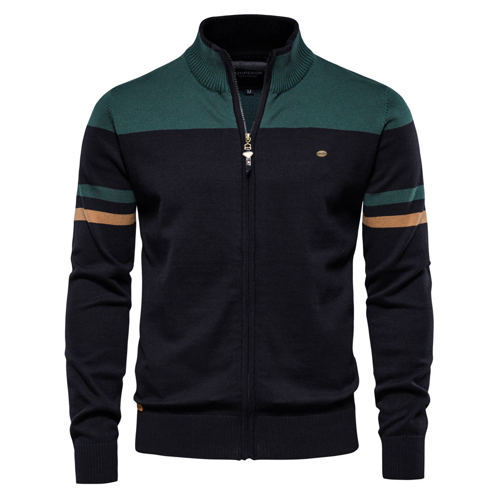 Paul | Pull Homme Zippé à Col Montant avec Manches Rayées
