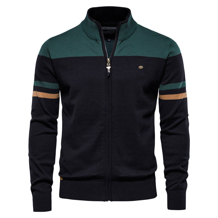 Paul | Pull Homme Zippé à Col Montant avec Manches Rayées