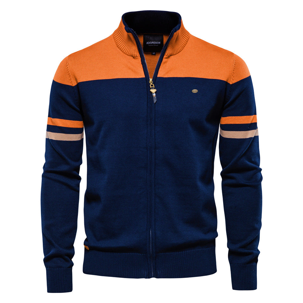 Paul | Pull Homme Zippé à Col Montant avec Manches Rayées