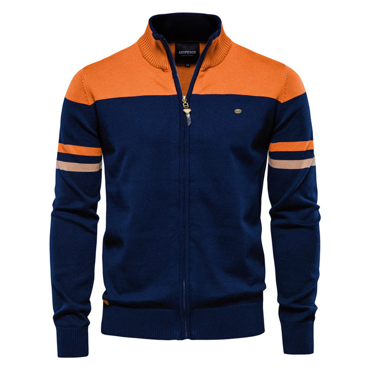 Paul | Pull Homme Zippé à Col Montant avec Manches Rayées