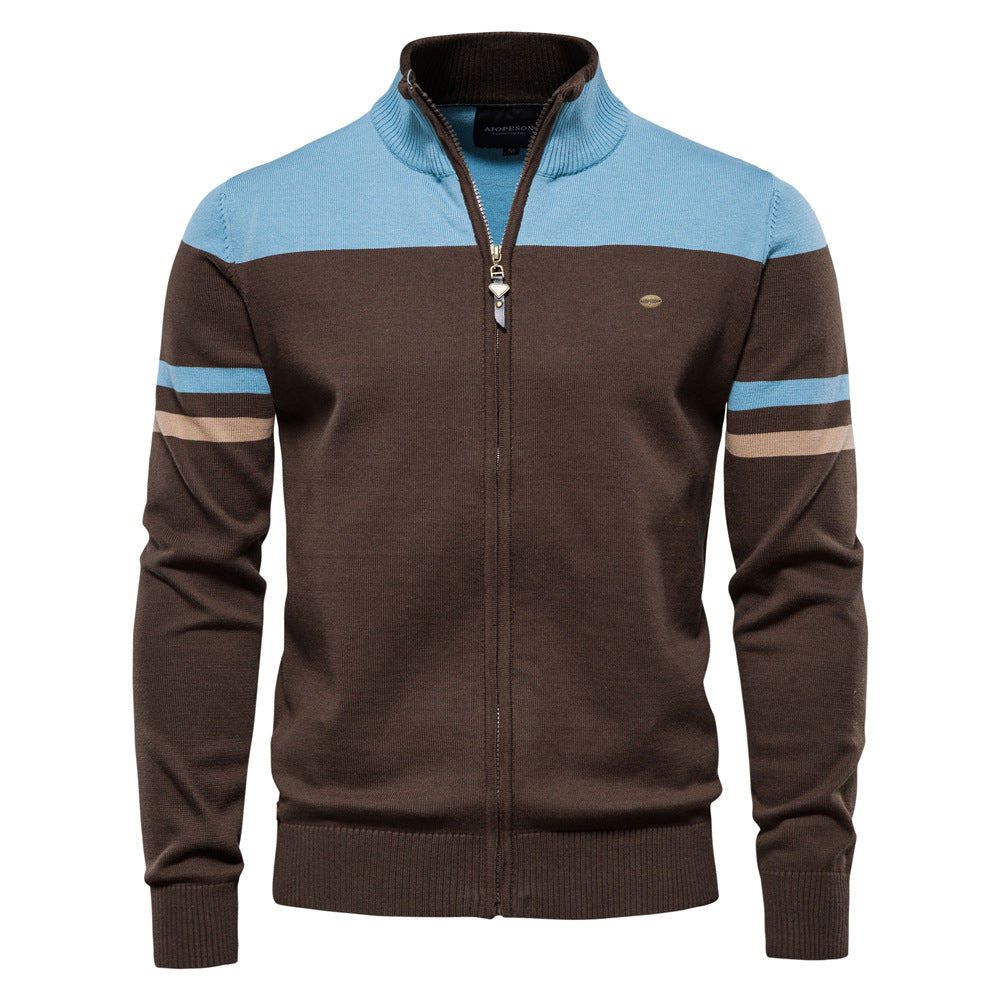 Paul | Pull Homme Zippé à Col Montant avec Manches Rayées