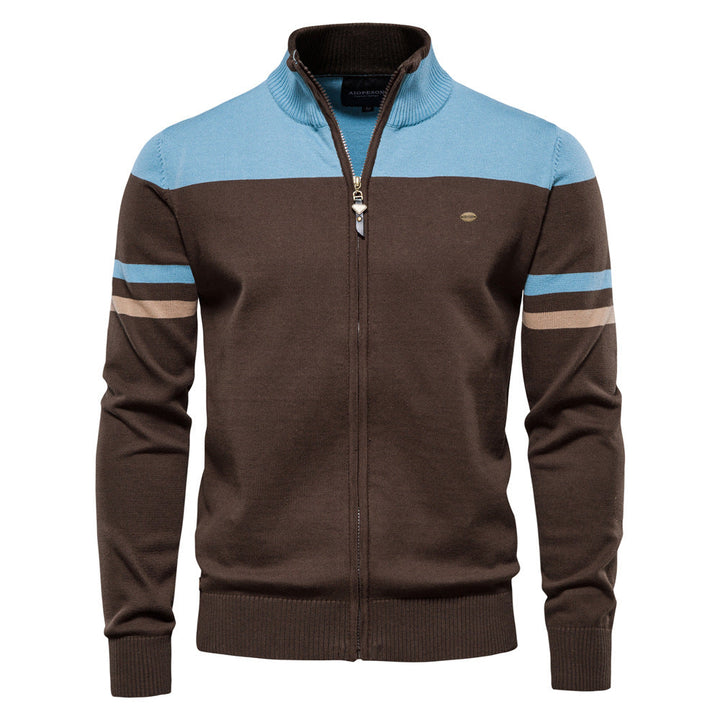 Paul | Pull Homme Zippé à Col Montant avec Manches Rayées