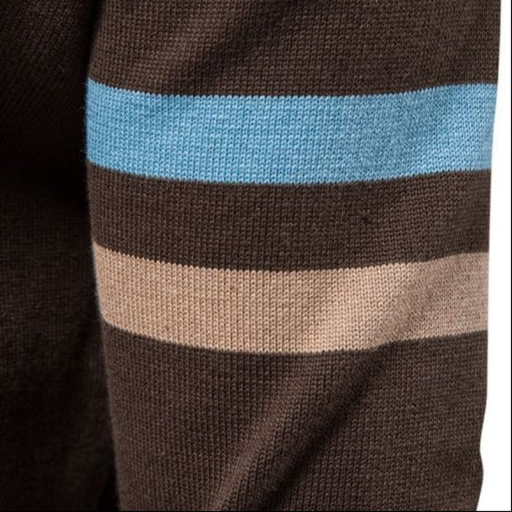 Paul | Pull Homme Zippé à Col Montant avec Manches Rayées
