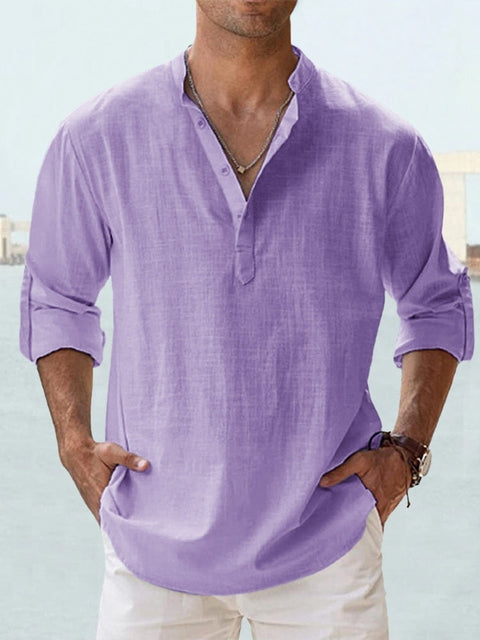 Chemise en lin homme manches longues coupe décontractée