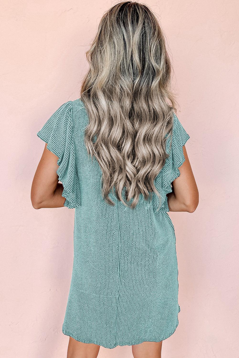 Robe fluide courte à manches volantées