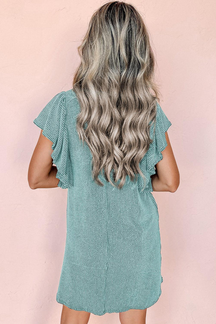Robe fluide courte à manches volantées