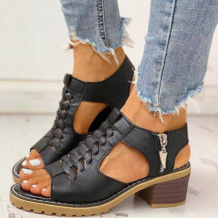 Sandales à talon structuré et design ajouré pour femme | Lysandra