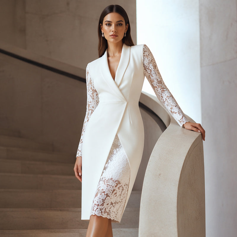 Claire | Robe Blazer pour Femme avec Manches en Dentelle
