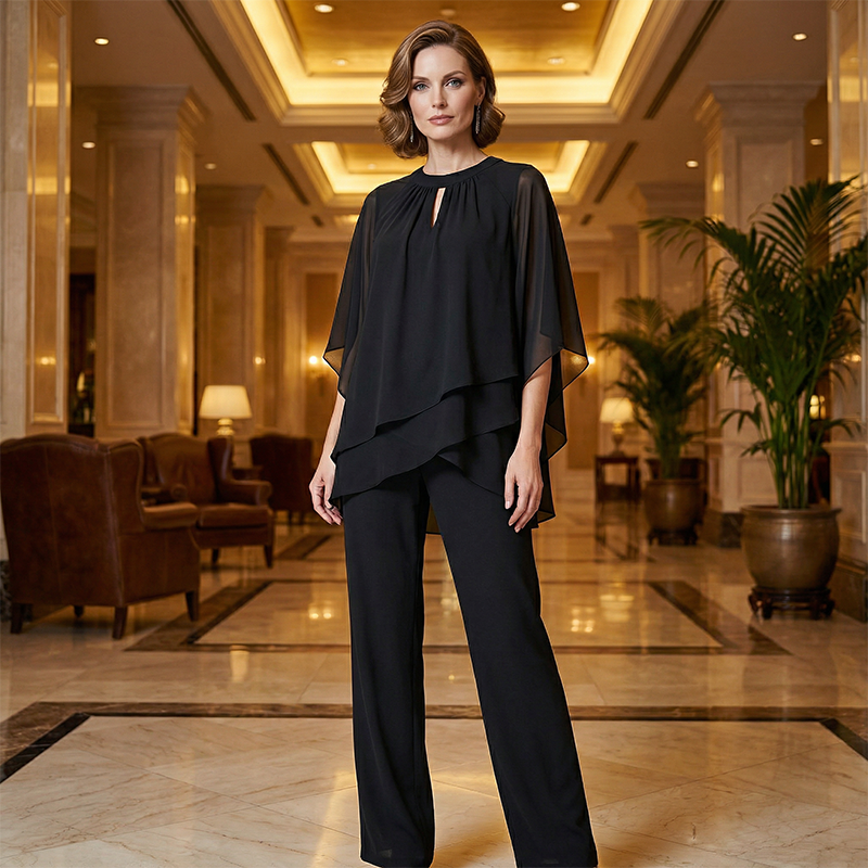 Mirelle | Ensemble Femme avec Tunique Asymétrique et Pantalon Large